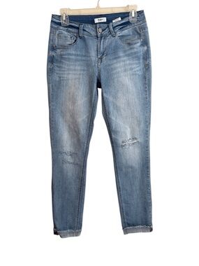 Kensie Light Blue Boyfriend Jeans with Distressed Knees Stretch Size 2/26